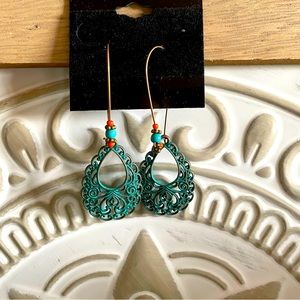 Boho metal beaded drop earrings